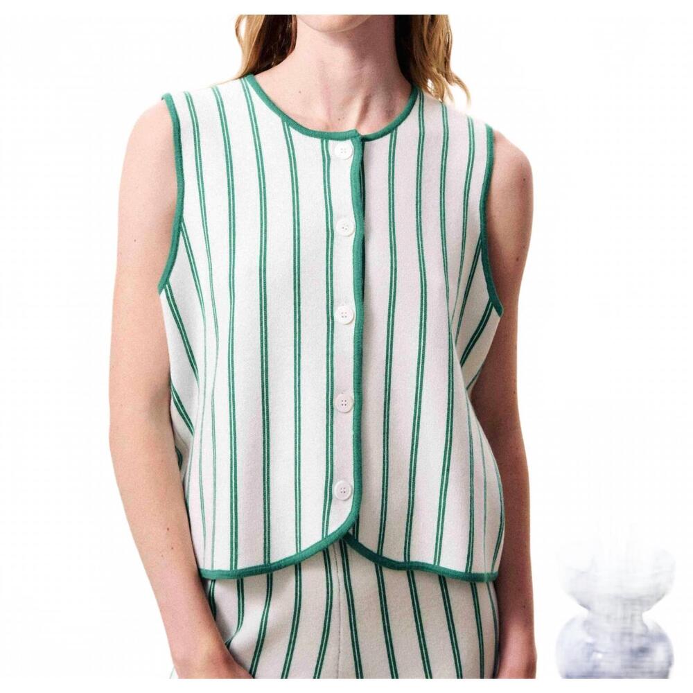 NEW FRNCH niagara stripe vest in green